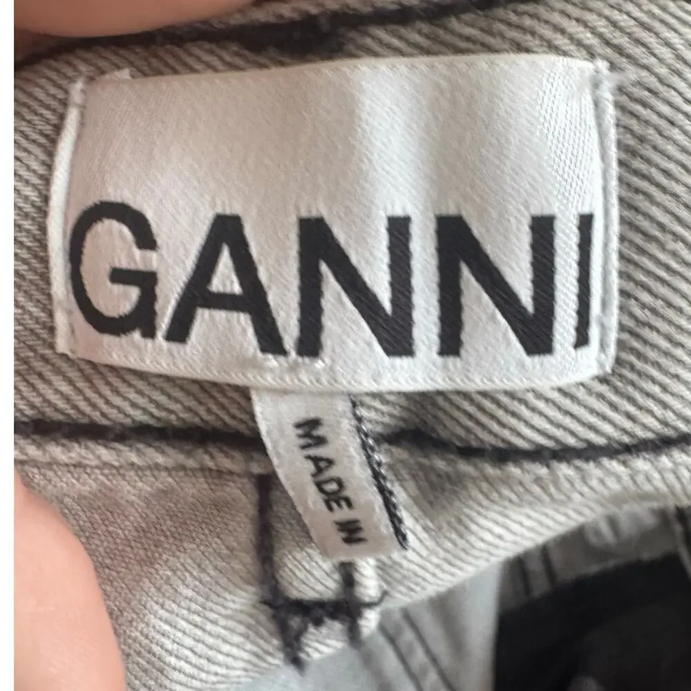 Ganni Future Denim Pleated Mini Skirt Gray Wash EU Size 40 / US Size 8